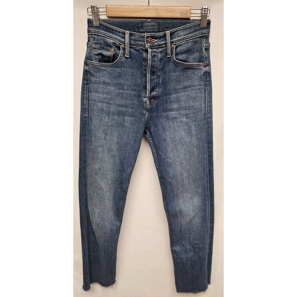 Mother Jeans Size 27 Tomcat Ankle Fray Straight Leg Pants Blue Button Fly